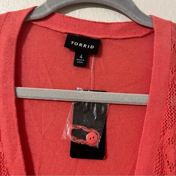 NWT Torrid Orange Open Knit Cardigan Size 4 lightweight fall transition lace - Picture 3 of 6